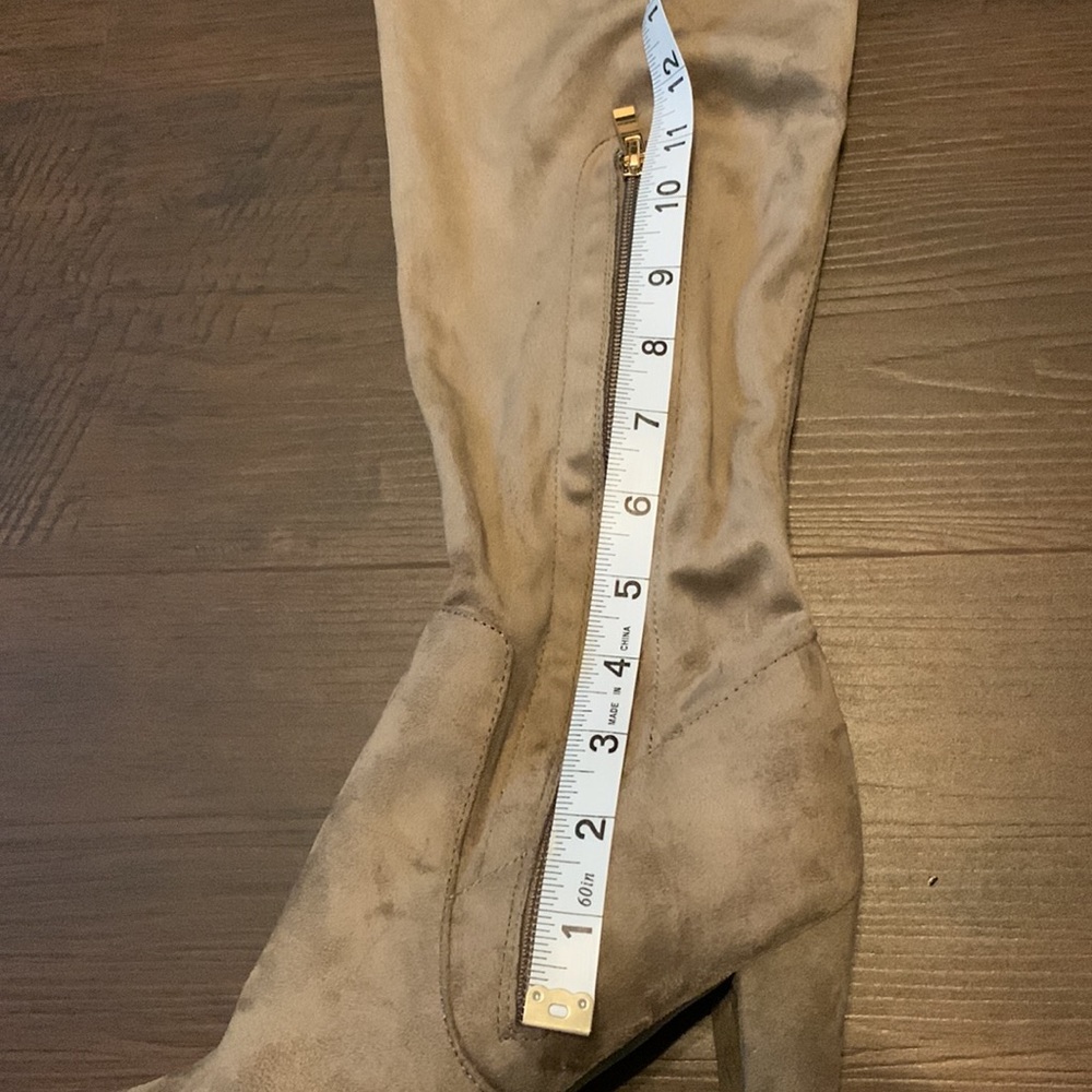 OVER THE KNEE BOOTS MICROSUEDE HEEL BROWN SIZE 10 - Picture 8 of 8